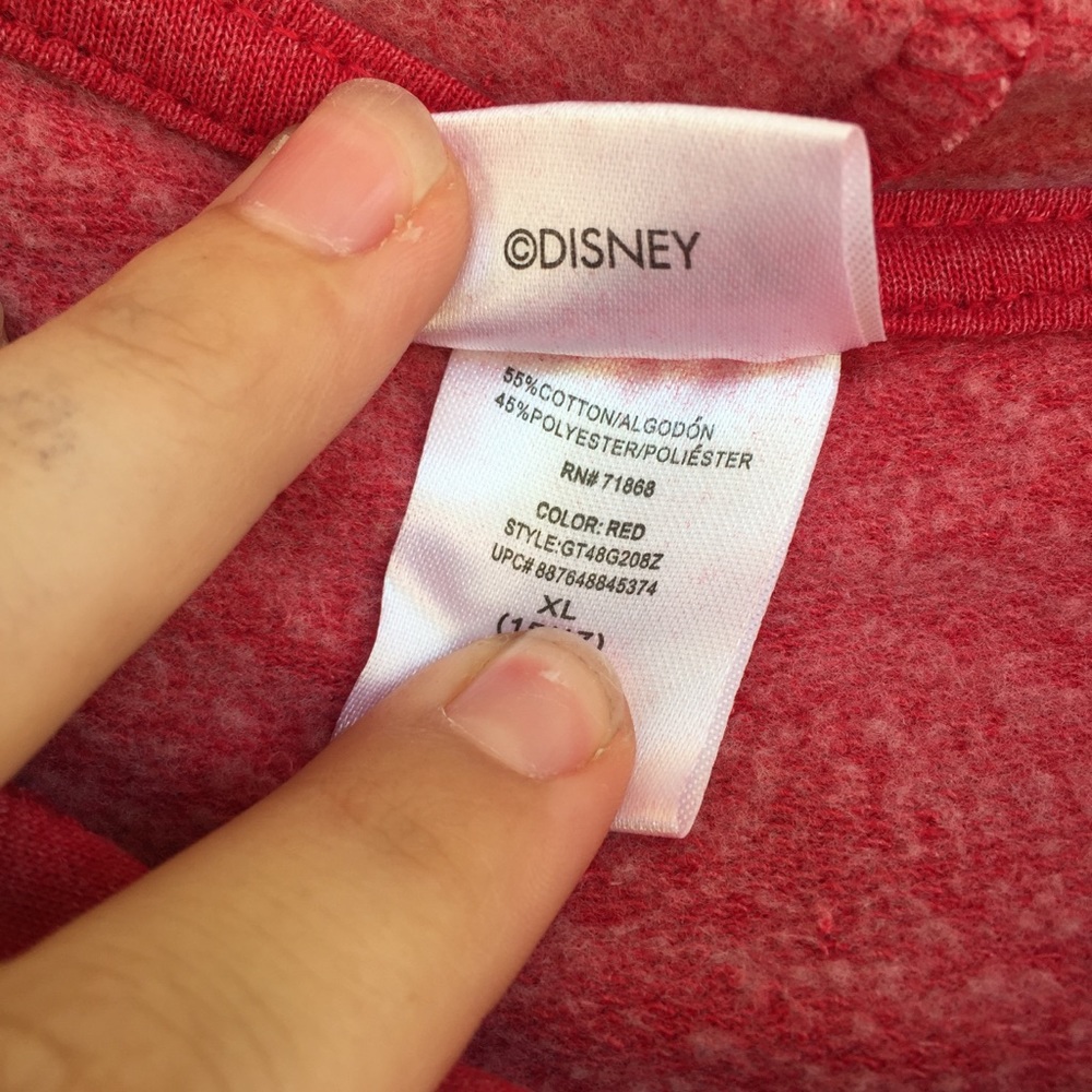 Disney Mickey Mouse Red Fleece Hoodie Sweatshirt - Picture 11 of 11